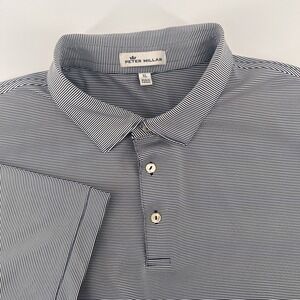 Peter Millar Striped Polo Size XL Blue & White Jubilee Performance Jersey Shirt